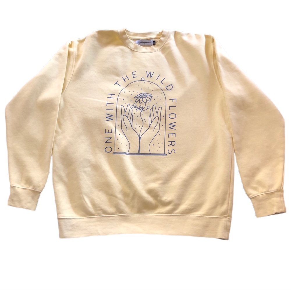 Free People Wildflowers Yellow Pullover Sweatshirt